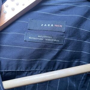 Men’s Zara Black Striped Button Down Shirt Size XL
